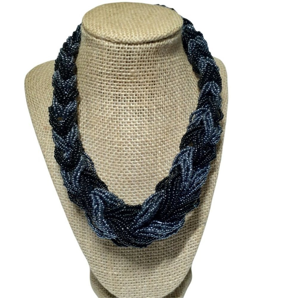 Chunky Necklace Thick Multiple Strand Twisted See… - image 6